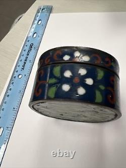 Boîte de cloisonné japonaise de la période Meiji rare et ancienne