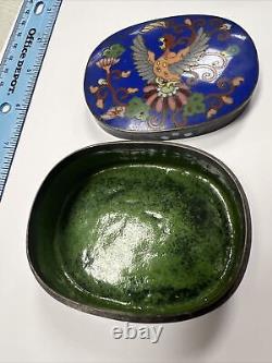 Boîte de cloisonné japonaise de la période Meiji rare et ancienne