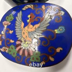 Boîte de cloisonné japonaise de la période Meiji rare et ancienne