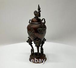 Brûleur d'encens en bronze japonais antique de la période Meiji 1868-1911