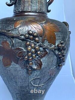 ÉNORME vase en bronze patiné de l'époque Meiji du Japon du 19e siècle