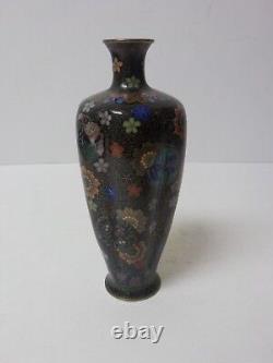 Émail japonais CLOISONNE sur vase en bronze 7,25, période Meiji