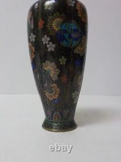 Émail japonais CLOISONNE sur vase en bronze 7,25, période Meiji