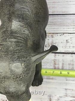 Énorme éléphant en bronze japonais vintage de l'époque Meiji de 20 pouces sur socle, pièce signée