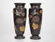 Paire De Vases En Bronze Mélangé De L'époque Meiji Du Japon Antique Shakudo