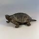 Période Meiji Bronze Turtle Okimono Signé Miniature