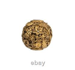 Perle Ojime en bronze doré signée de l'ère Meiji japonaise antique incrustée de perles