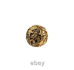 Perle d'Ojime en bronze doré signée de l'époque Meiji japonaise avec incrustation de perles, d'inspiration antique.