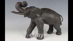 SOLDE! Beau grand Okimono en bronze japonais du début du XXe siècle de la fin de l'ère Meiji, éléphant, 4,5 kg