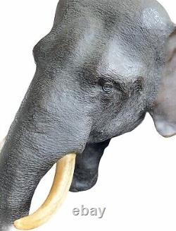 Sculpture d'éléphant en bronze japonais de l'époque Meiji, presque 21 pouces de longueur
