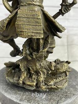 Sculpture de décoration de samouraï en bronze de qualité muséale japonaise Meiji Miyao important