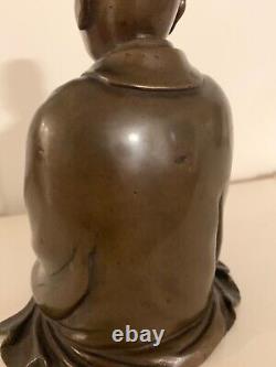 Sculpture en bronze japonaise originale signée antique de Matsuo Basho de l'ère Meiji du 19ème siècle