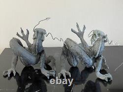 Sculptures de figurines en bronze de dragon de l'époque Meiji du Japon antique