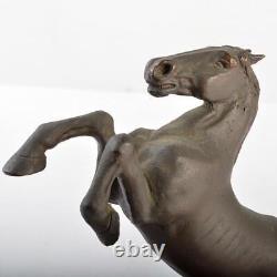 Statue de cheval en bronze 7,8 pouces - Figurine métallique antique japonaise de l'époque Meiji