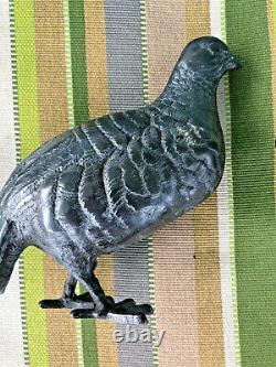 Statue en bronze d'un oiseau caille paire Meiji Taisho OKIMONO 7 Sculpture Figure japonaise
