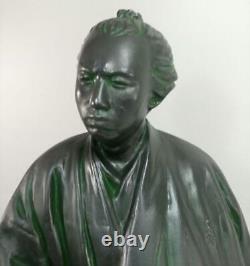 Statue en bronze de Ryoma Sakamoto Restauration Meiji Antiquité japonaise 68cm