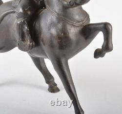 Statue en bronze de la cavalerie des samouraïs, brûleur d'encens antique Koro de l'ère Meiji japonais