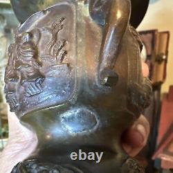 Vase en bronze antique japonais de l'époque Meiji