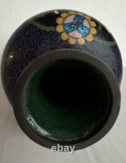 Vase en bronze cloisonné gimbari émaillé en feuille de l'ère Meiji japonaise, datant de 1880