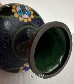 Vase en bronze cloisonné gimbari émaillé en feuille de l'ère Meiji japonaise, datant de 1880