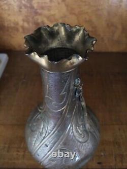 Vase en bronze japonais antique appliqué de fleurs de cerisier ère Meiji