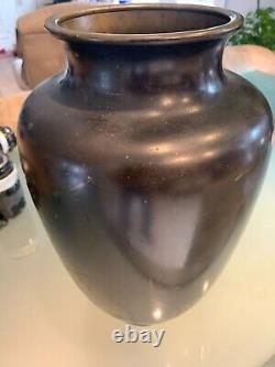 Vase en bronze patiné japonais de l'époque Meiji 1880 authentifié par Sotheby's