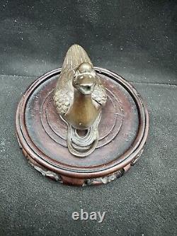 'Vieille goutte d'eau en bronze coulé de l'époque Meiji japonaise en forme d'oie, longueur 10,5 cm'